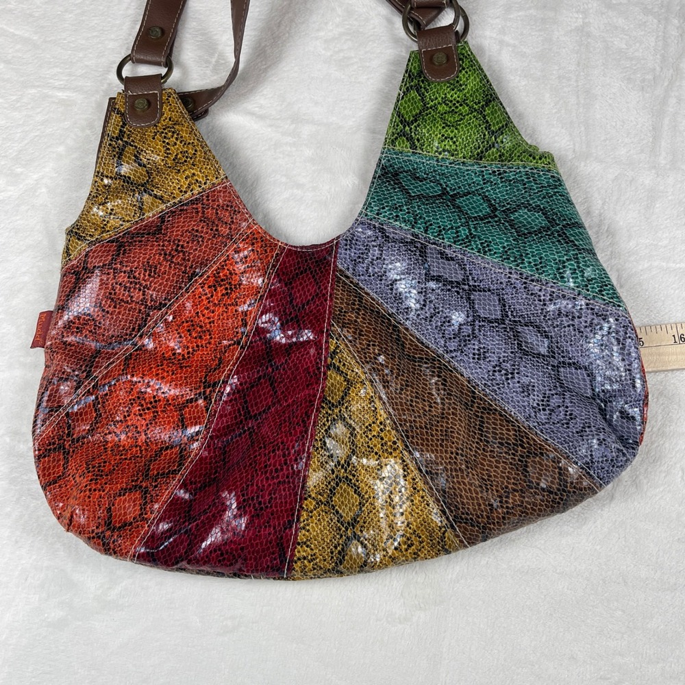 Mudd Vintage Y2K Multicolor Snakeskin Patchwork Hobo Shoulder Bag READ - Picture 6 of 9